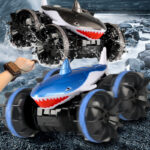 Children's amphibious shark stunt car rotating 2.4G wireless watch remote control electric toy car model - Image 2
