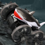 Children's amphibious shark stunt car rotating 2.4G wireless watch remote control electric toy car model - Image 3