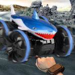 Children's amphibious shark stunt car rotating 2.4G wireless watch remote control electric toy car model - Image 4