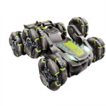 Six-wheel swing arm climbing stunt car 2.4G remote control off-road racing children's spray rotating toy car model