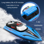 812 High-Speed RC Boat Large Horsepower Speedboat Long Endurance Waterproof Boys Water Toy Dual Batteries(Orange) - Image 12