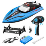 812 High-Speed RC Boat Large Horsepower Speedboat Long Endurance Waterproof Boys Water Toy Dual Batteries(Orange) - Image 3