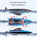 812 High-Speed RC Boat Large Horsepower Speedboat Long Endurance Waterproof Boys Water Toy Dual Batteries(Orange) - Image 7