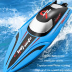 812 High-Speed RC Boat Large Horsepower Speedboat Long Endurance Waterproof Boys Water Toy Dual Batteries(Orange) - Image 10