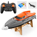 EB02 2.4G Wireless RC Boat Circulating Water-Cooled High-Speed Speedboat Racing Boat Model Toy(Orange)