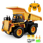 2.4G RC Dumper Truck Simulation Engineering Vehicle Model Children Electrical RC Truck Toy(Yellow)