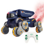 Eight Wheel Stunt Robot Dog Smart Gesture Sensor RC Kids Toy Car With Lights Music Spray Car, Style: Orange Single RC