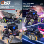 Eight Wheel Stunt Robot Dog Smart Gesture Sensor RC Kids Toy Car With Lights Music Spray Car, Style: Tank Green Dual RC - Image 11