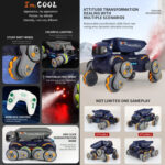 Eight Wheel Stunt Robot Dog Smart Gesture Sensor RC Kids Toy Car With Lights Music Spray Car, Style: Tank Orange Single RC - Image 14