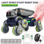 Eight Wheel Stunt Robot Dog Smart Gesture Sensor RC Kids Toy Car With Lights Music Spray Car, Style: Tank Green Dual RC - Image 4