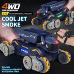 Eight Wheel Stunt Robot Dog Smart Gesture Sensor RC Kids Toy Car With Lights Music Spray Car, Style: Green Dual RC - Image 7