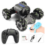 Children RC Car Toy Lights Electric Gesture Sensor Remote Control Twisting Stunt Car, Color: Green Dual RC(1:12)