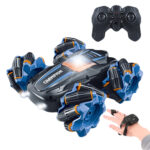 2.4G Stunt RC Car Drift Car Double-sided Racing Tumble Buggy Toy, Style: Dual RC Blue