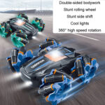 2.4G Stunt RC Car Drift Car Double-sided Racing Tumble Buggy Toy, Style: Dual RC Green - Image 4